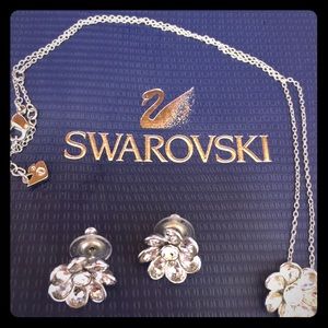 Swarovski silver earrings and necklace